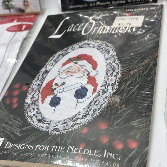 Bundle of 7 CHRISTMAS Cross-Stitch Holiday Poinsettia Dolphin & Santa Kits - Picture 6 of 17